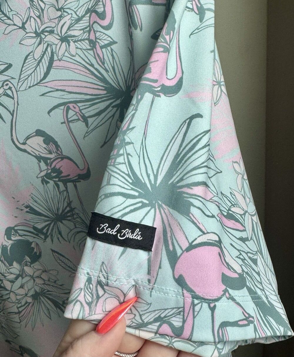 Bad Birdie Bird Watch Men's Flamingo Polo M Tropical Golf Performance - Picture 4 of 9